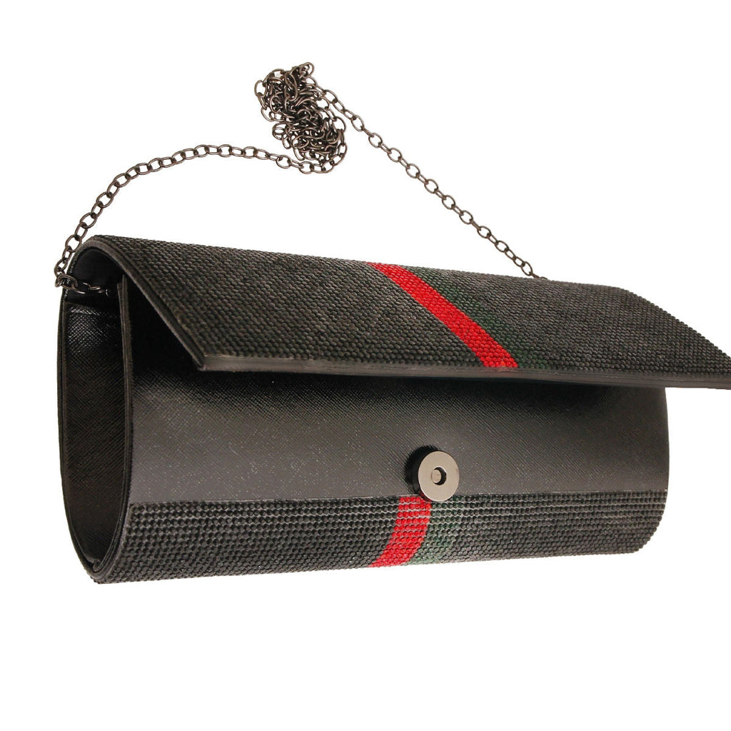 Rounded Clutch Multicolored Black Designer Style Stylish Fashion Handbag