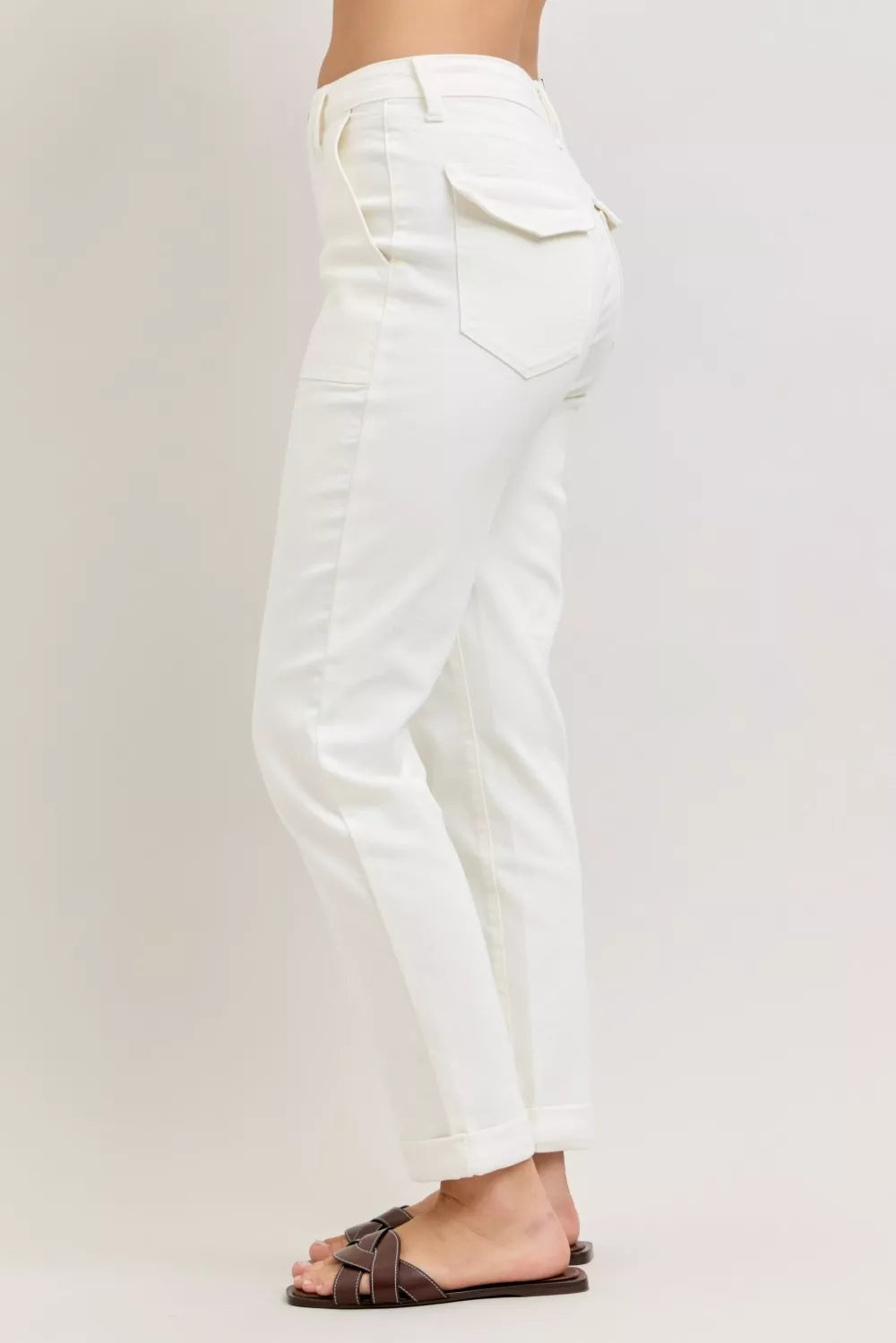 High Waist Jeans with Patch Pockets