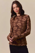 Stretched Jacquard Casual Tops with Thumb Opening