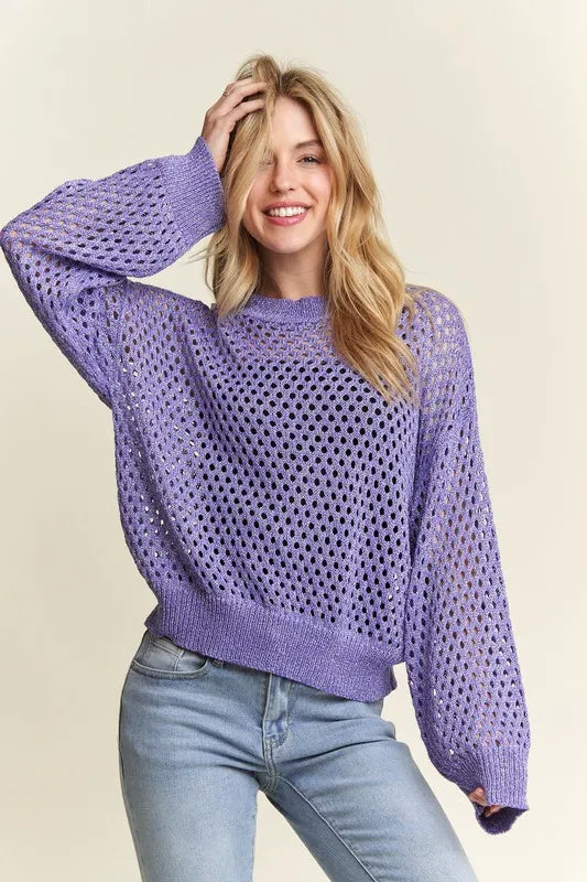 Round Neck Lurex Crochet Top