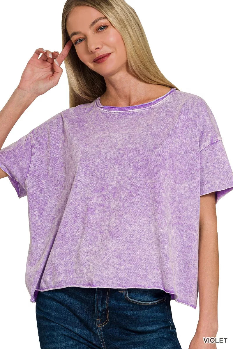 Halo Washed Cotton Short Sleeve Top