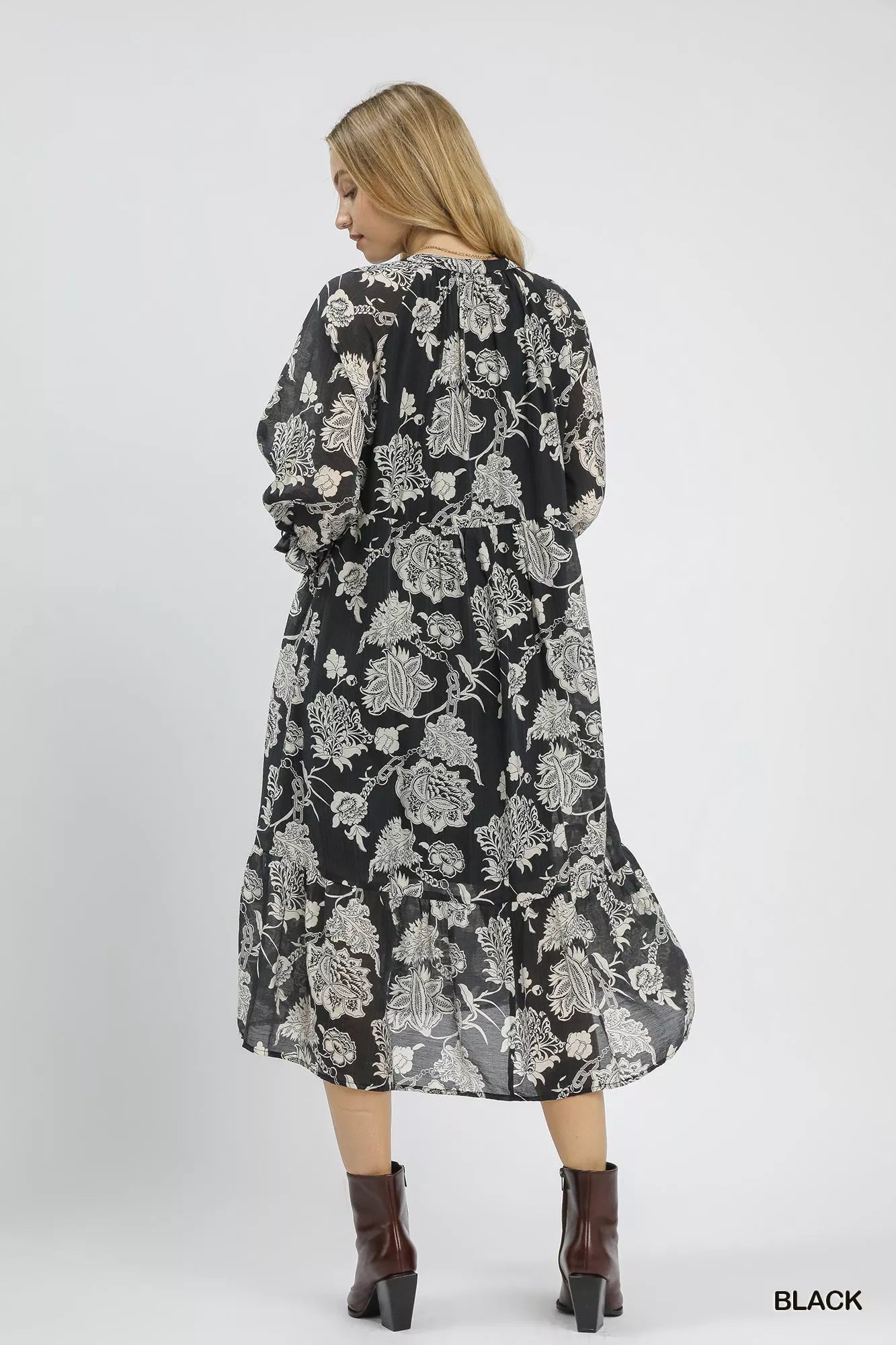 Floral Print Boho Midi Dress