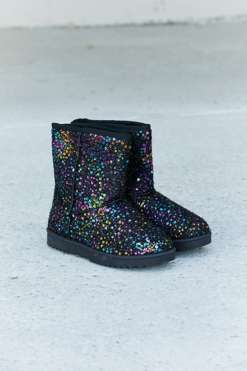 Multicolored Sequin Snow Boots