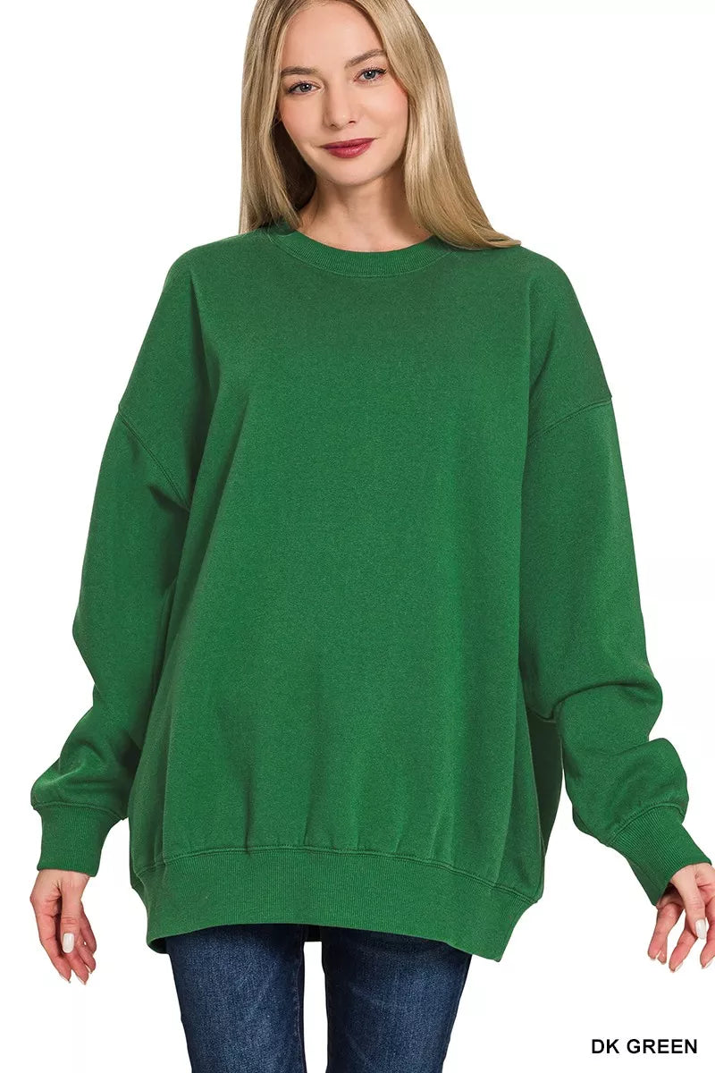 I am a Fashion Junky Oversized Round Neck Fleece Tunic Sweatshirt