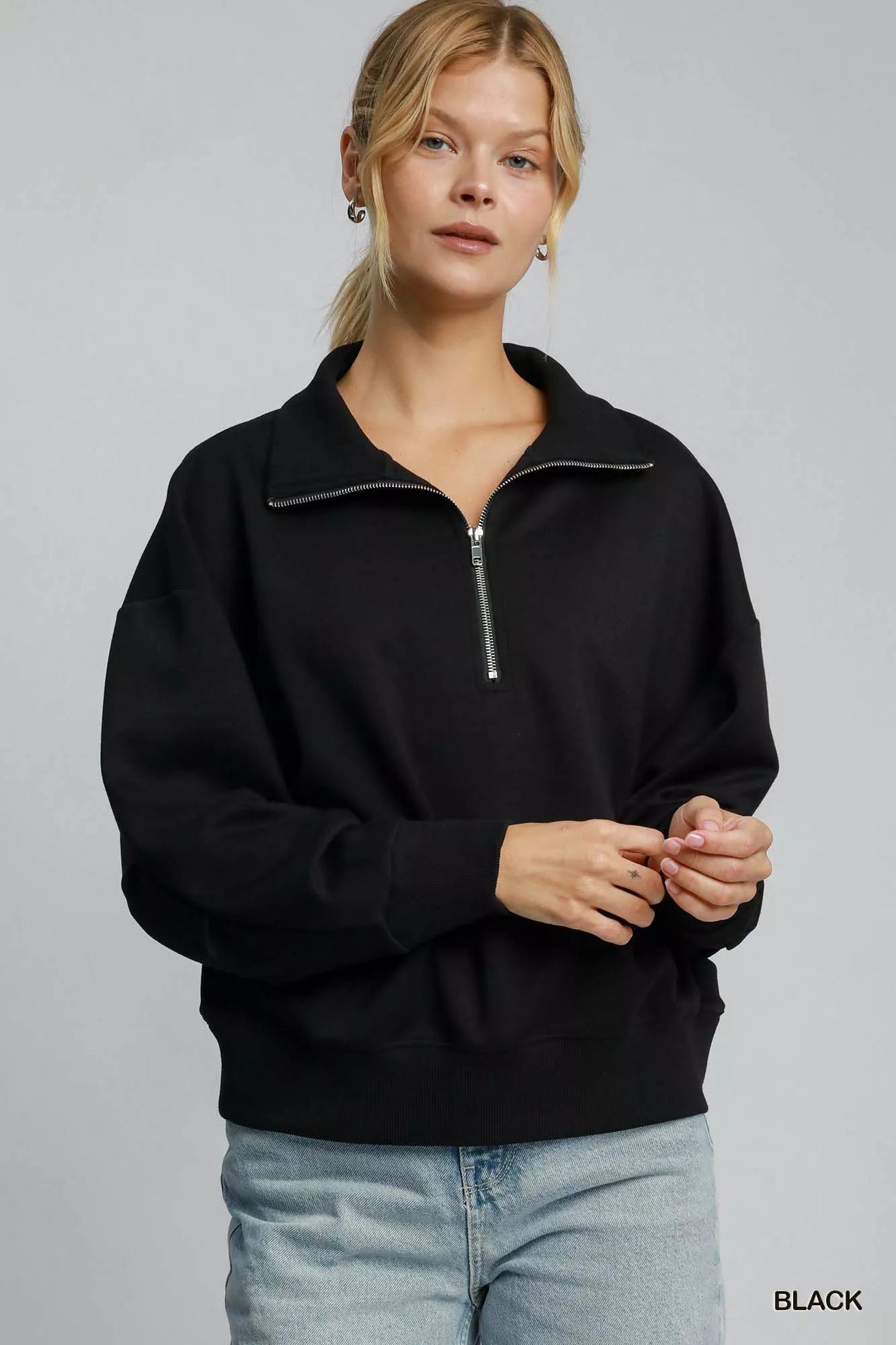Half Zip Drop Shoulder Sweatshirt