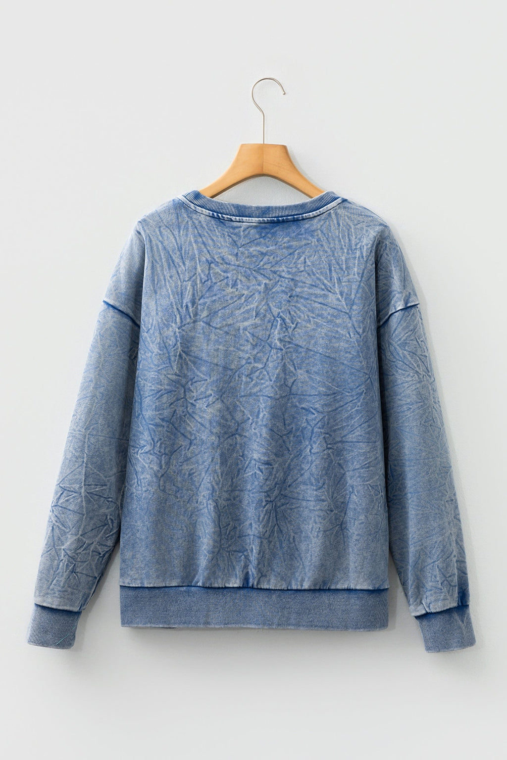 Real Teal saved by grace Letter Embroidery Mineral Wash Loose Sweatshirt