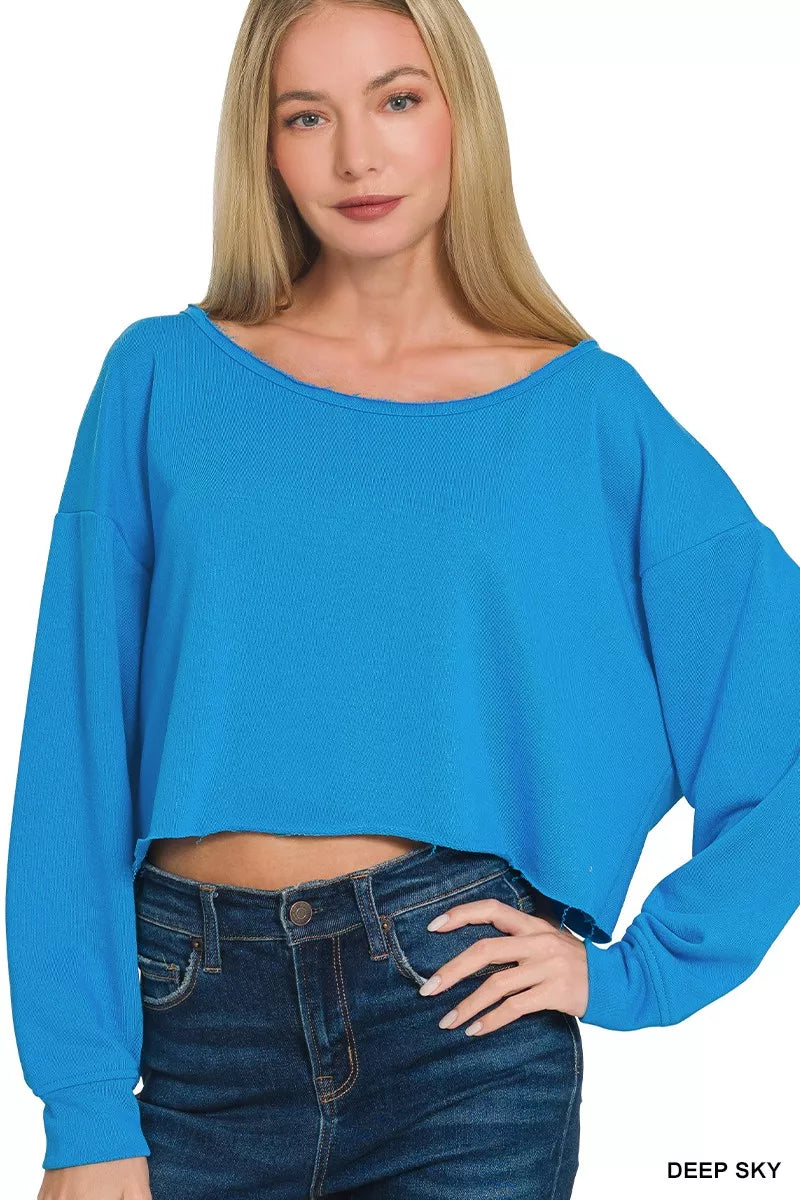 French Terry Boatneck Crop Top
