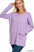 Viscose Long Sleeve Front Pockets Sweater