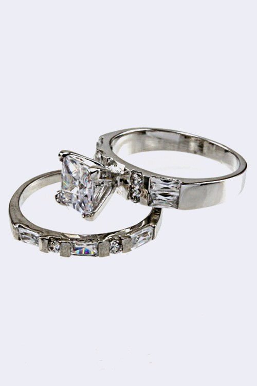 Statement Double Ring Cubic Zirconia Fashion Jewelry