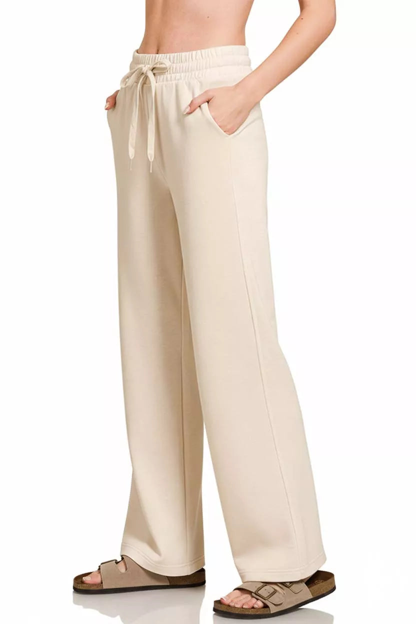 Scuba Drawstring Wide Leg Pants