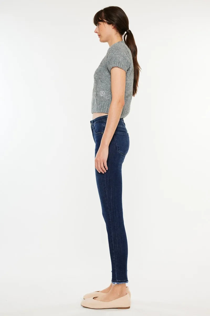 Kancan High-Rise Slim Fit Raw Hem Ankle Jeans