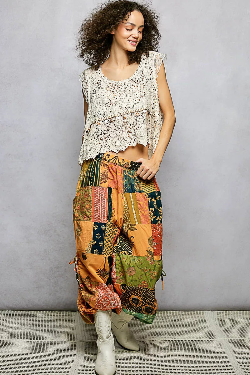 Lace Trim Openwork V-Neck Crochet Tank with Scalloped Edge