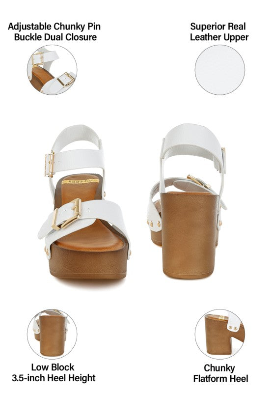 Ompasa Genuine Leather Clog Sandals
