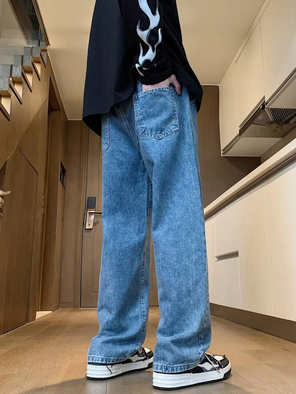 Men's Full Size Loose Fit Drawstring Waist Jeans Plus Size