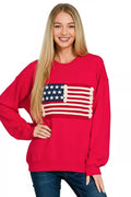 French Terry American Flag Pullover
