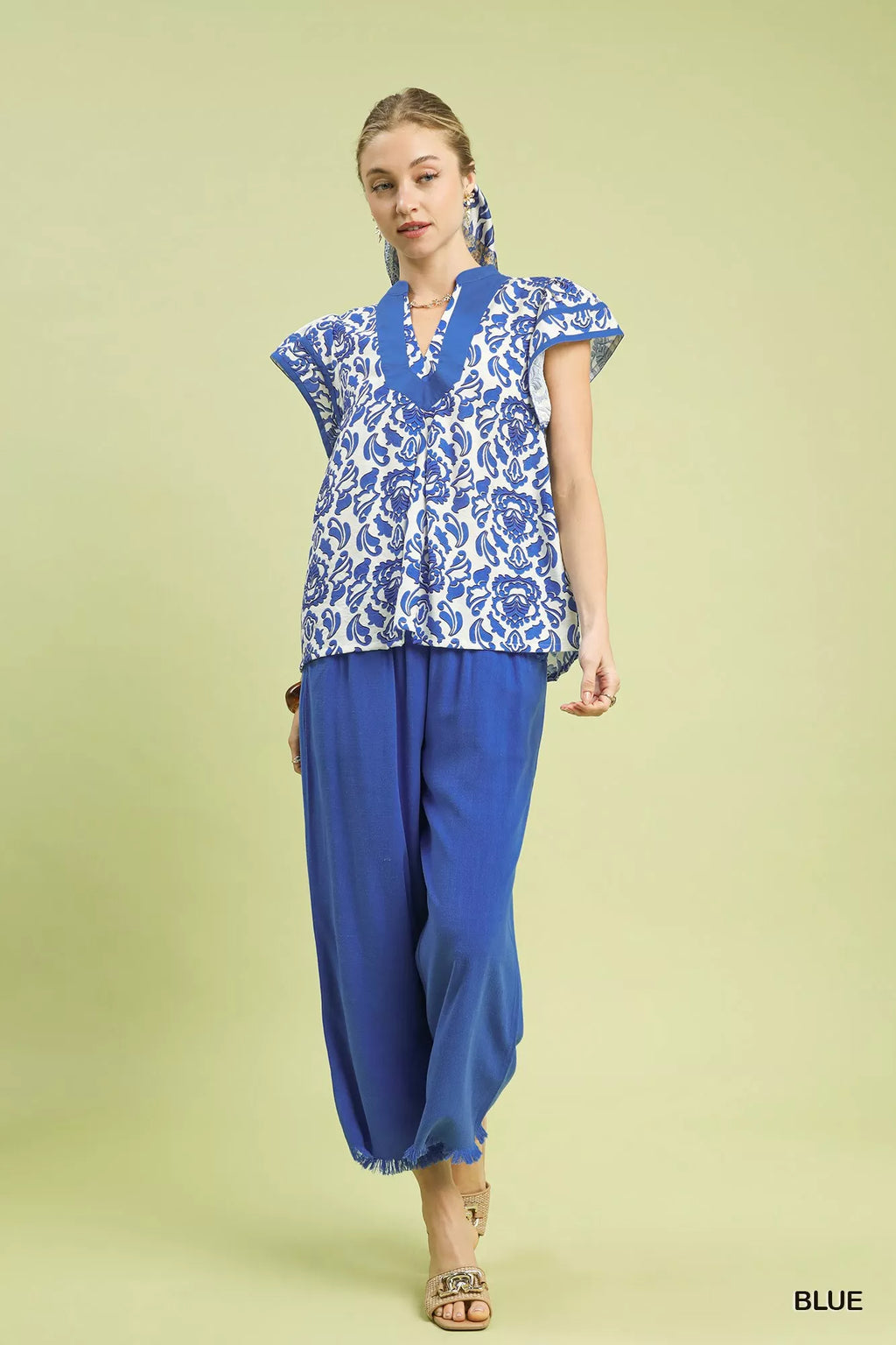 Abstract Print Short Sleeve Blouse