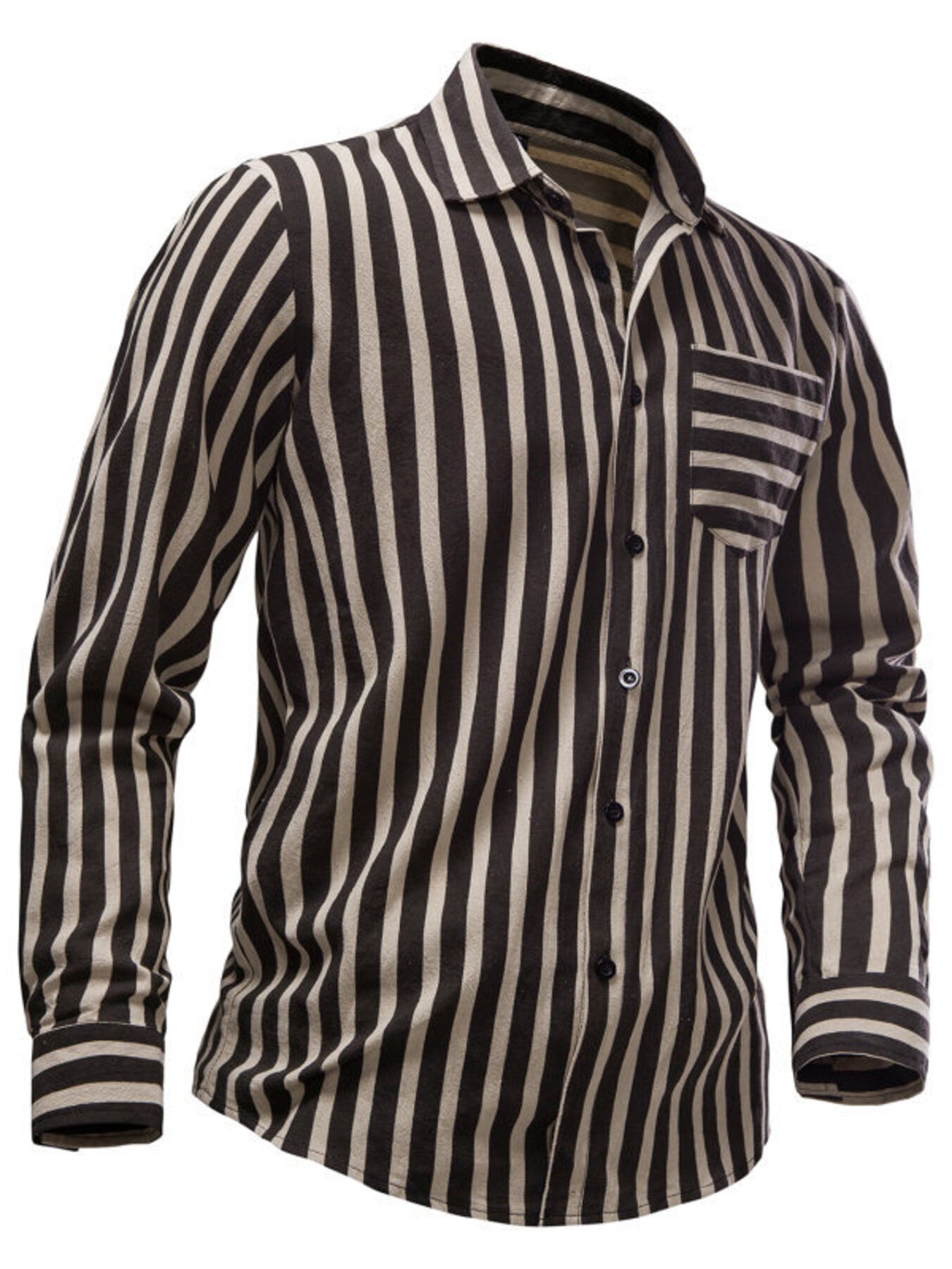 Men's Striped Casual Long Sleeve Shirt