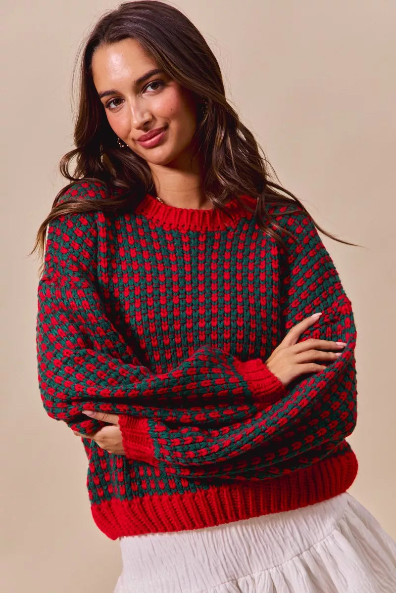 Textured Two Tone Sweater