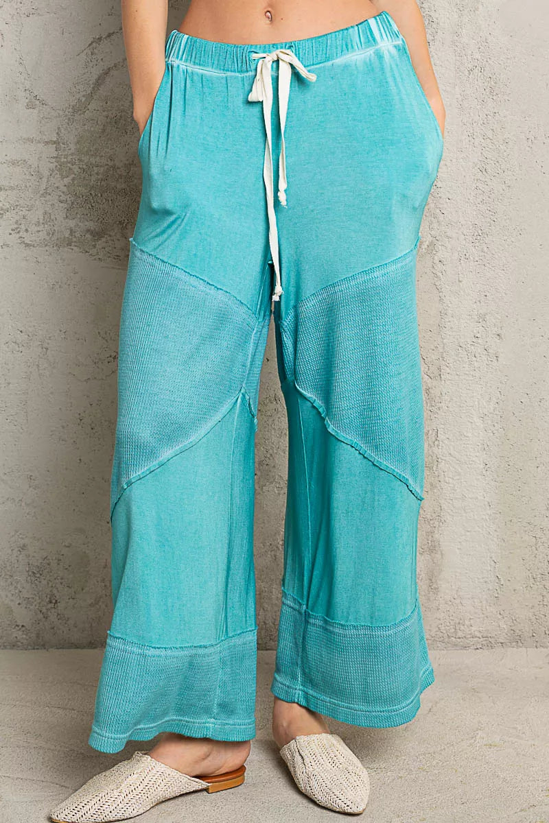 Elastic Waistband Wide Leg Pants with Drawstring