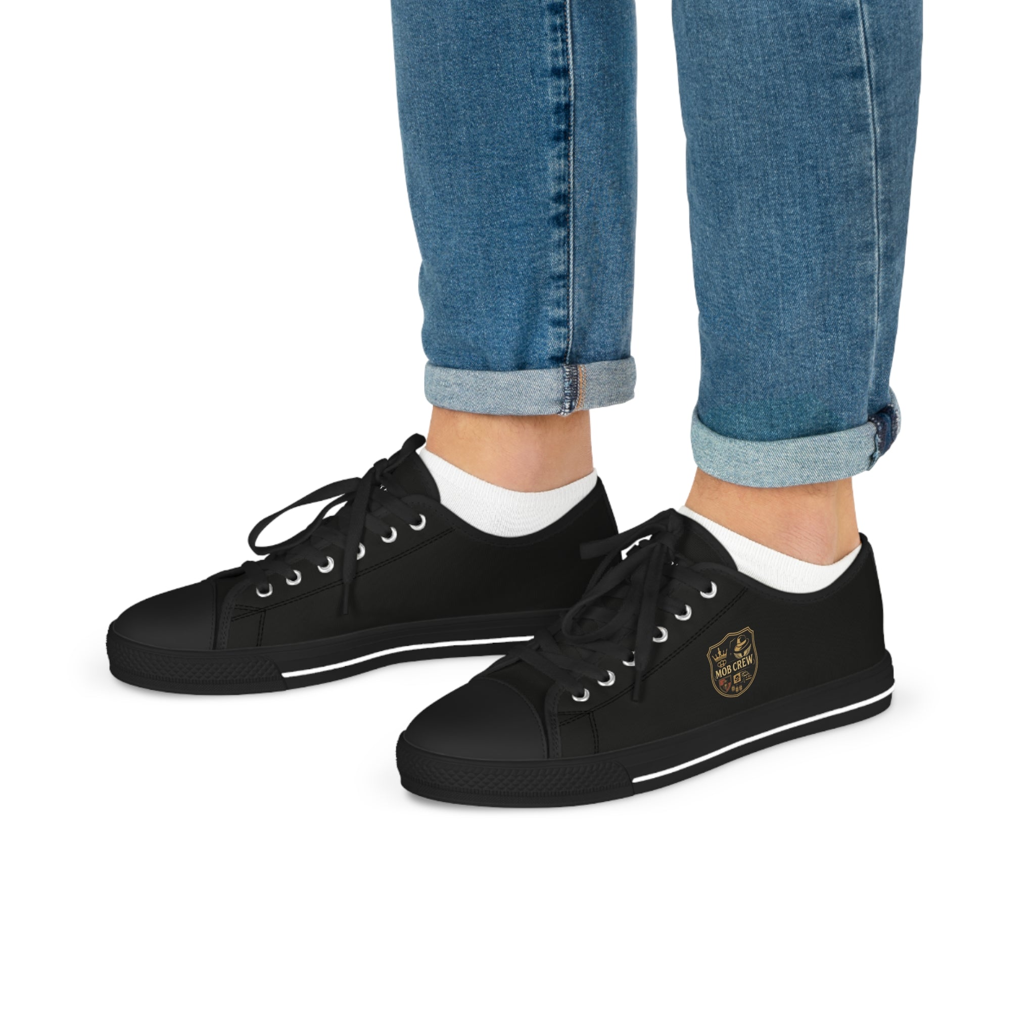 Mob Crew Classic Black Low Top Sneakers Men’s Casual Canvas Shoes