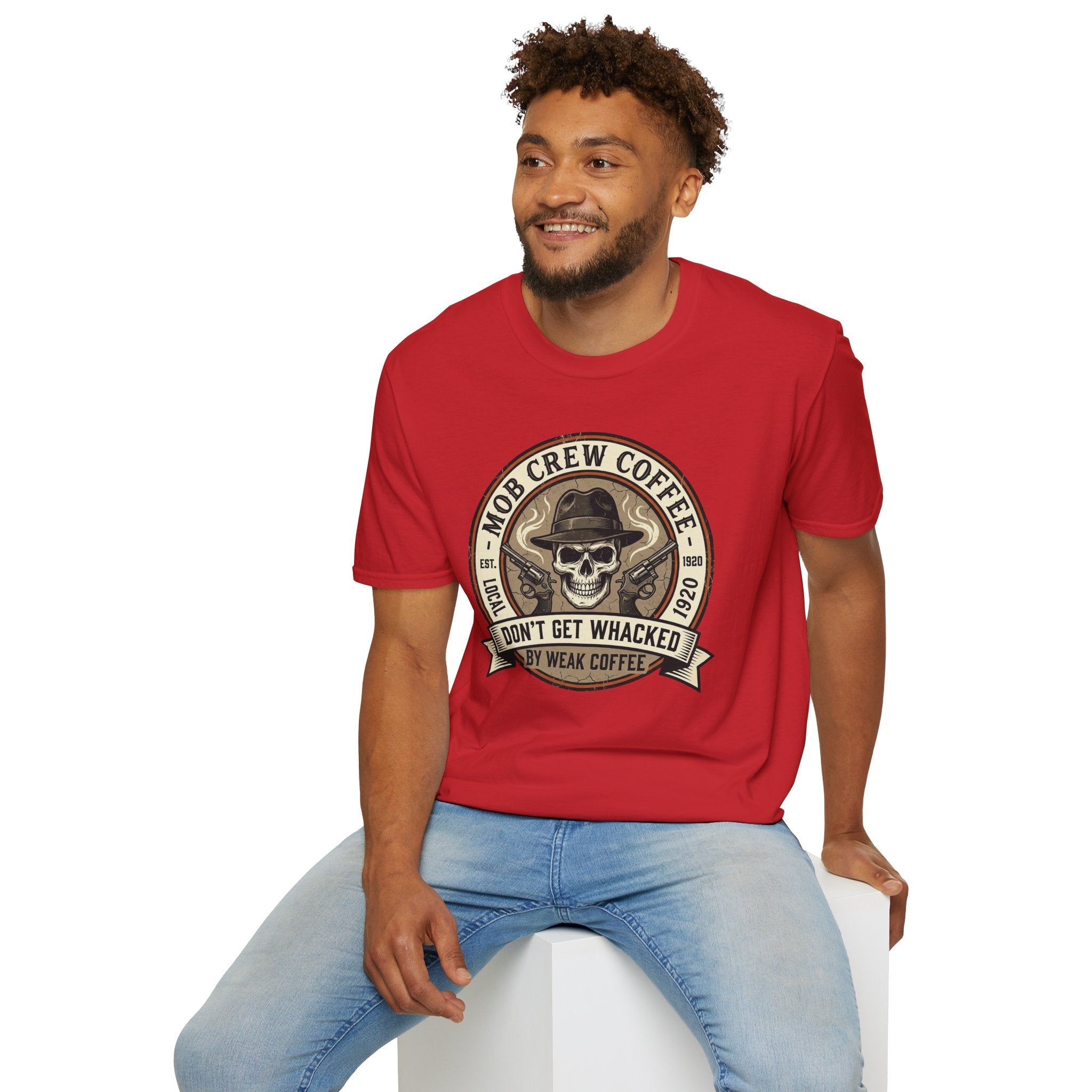 Mob Crew Don’t Get Whacked by Weak Coffee T-Shirt - Vintage Skull Roast Tee