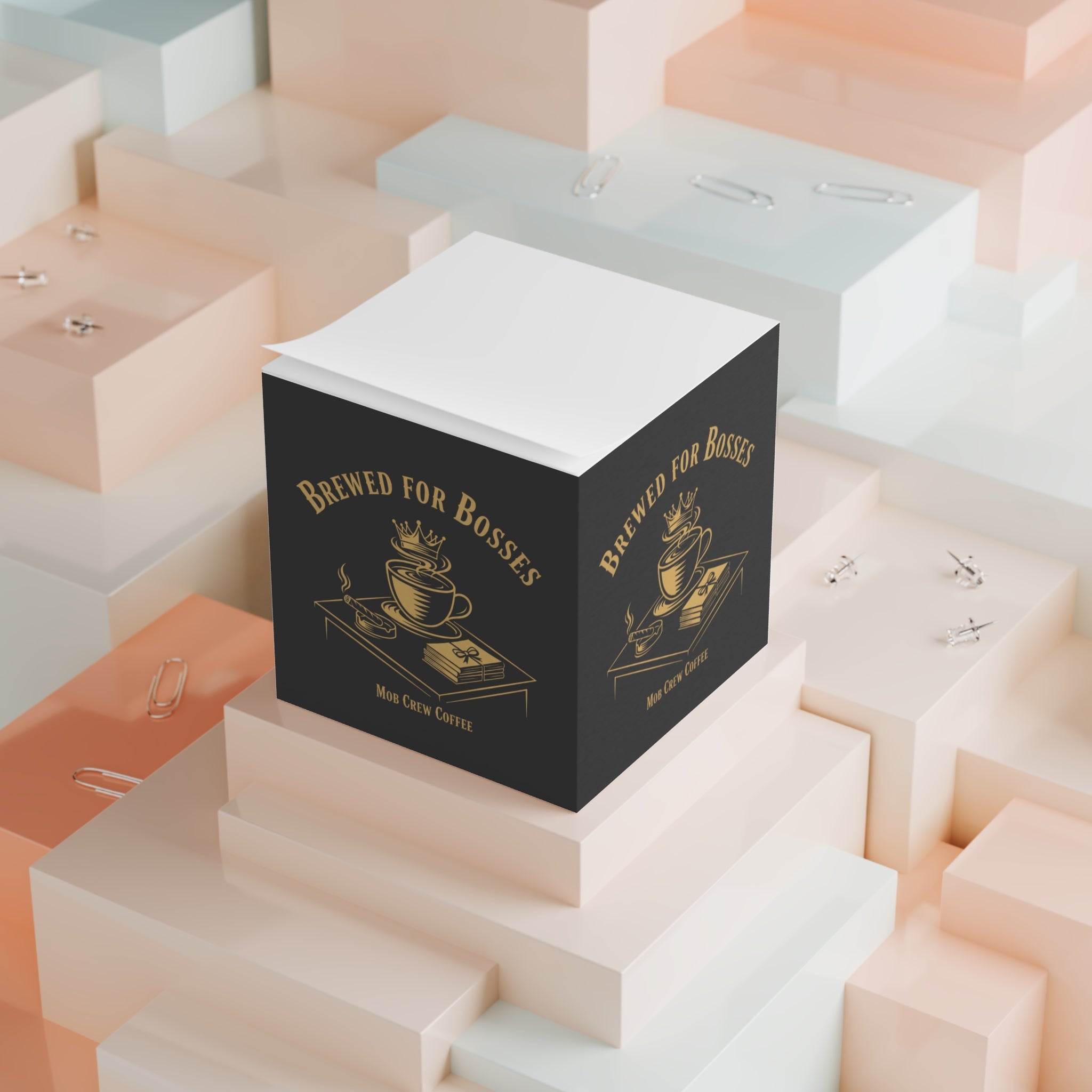 Mob Crew Sticky Note Cube — Blank White Note Pads for Desk, Office & Gifts