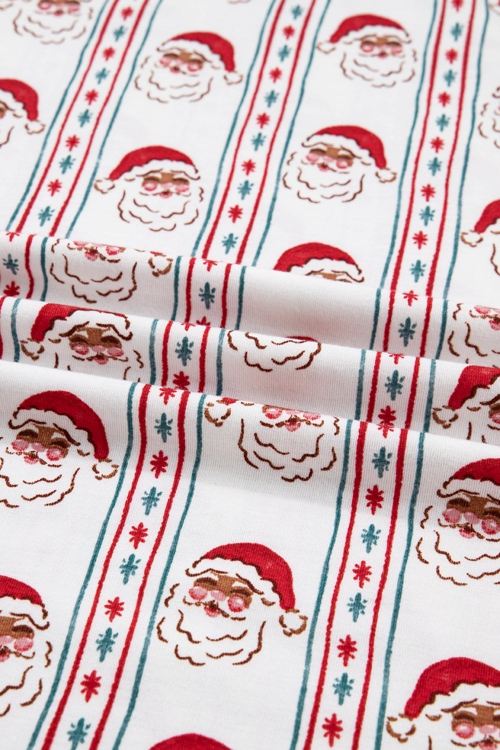 White Father Christmas Striped Print Contrast Drawstring Lounge Pant Set