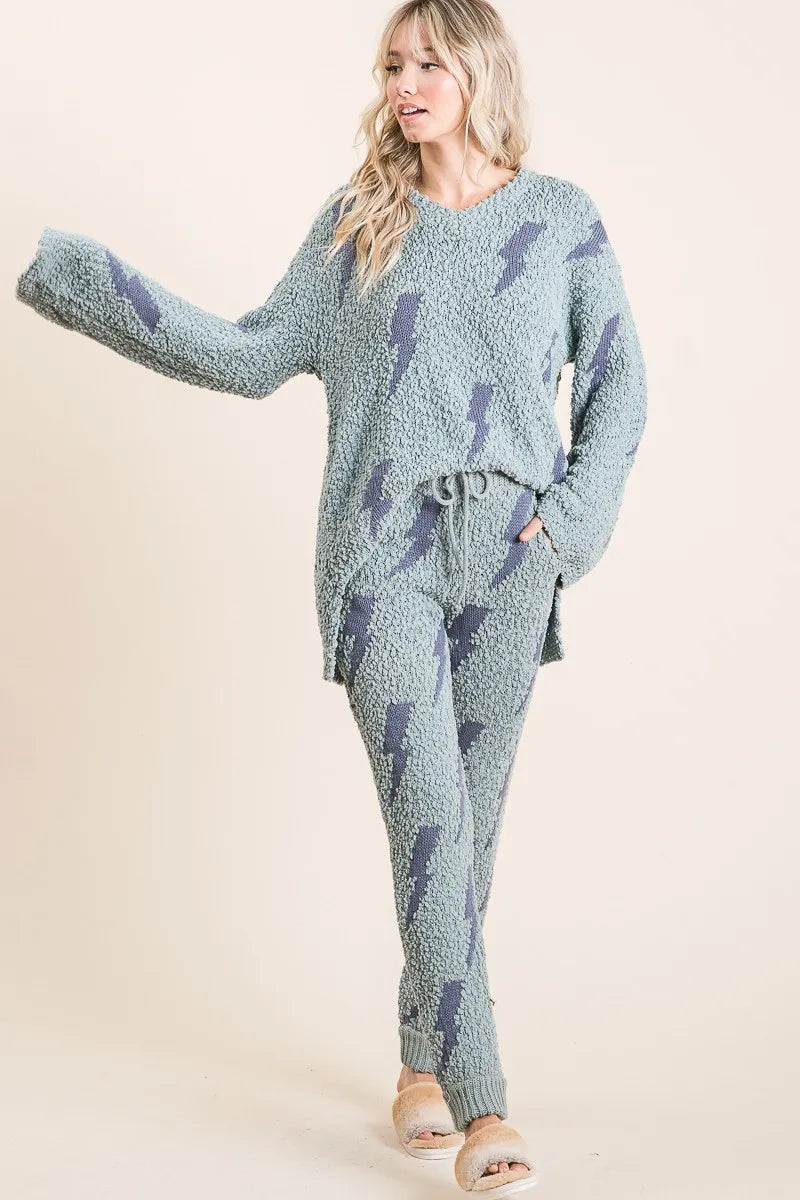 Cozy Soft Hairy Popcorn Sweater Pants