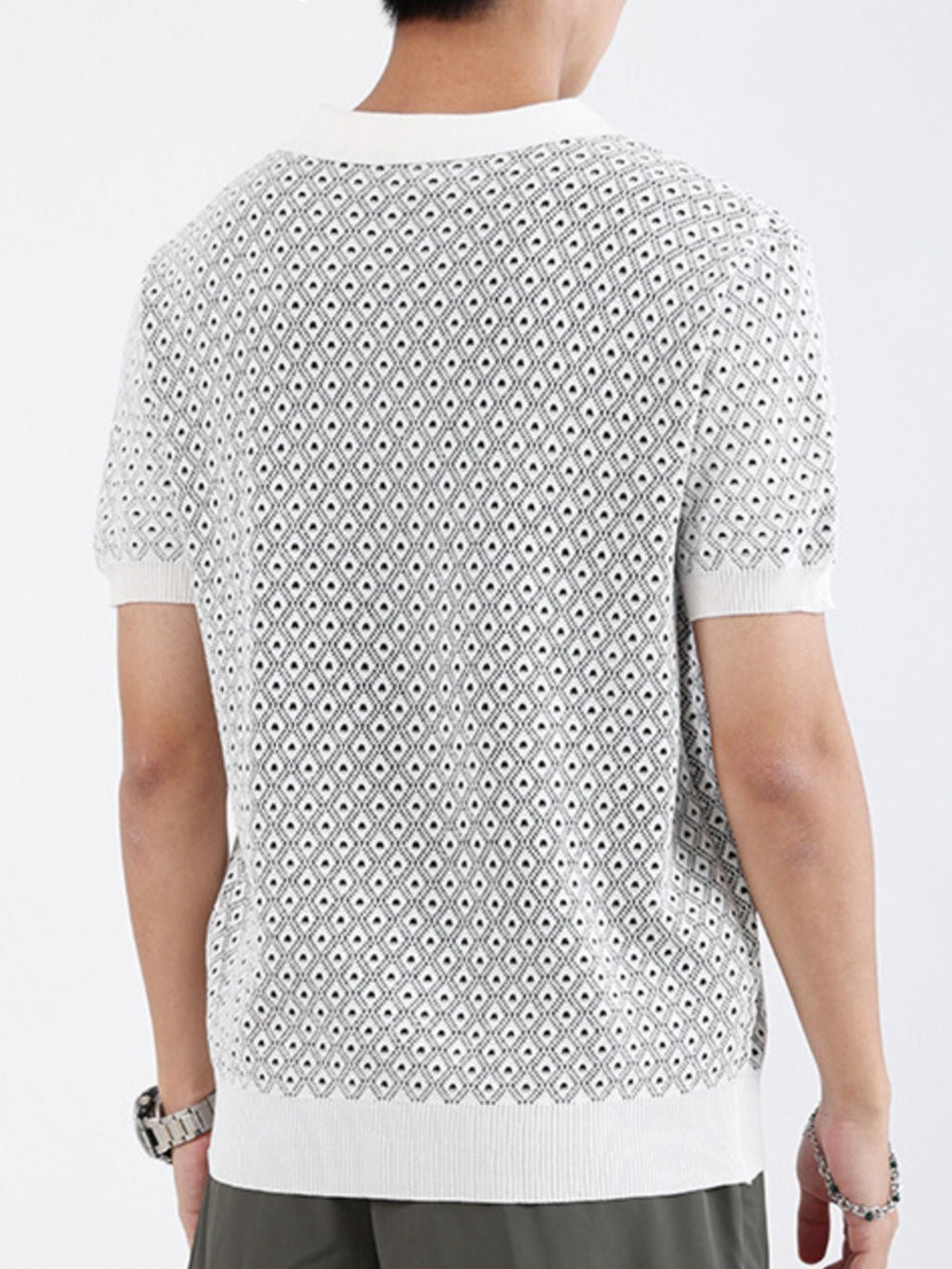 Men's Plus Size Diamond Pattern Short Sleeve Polo