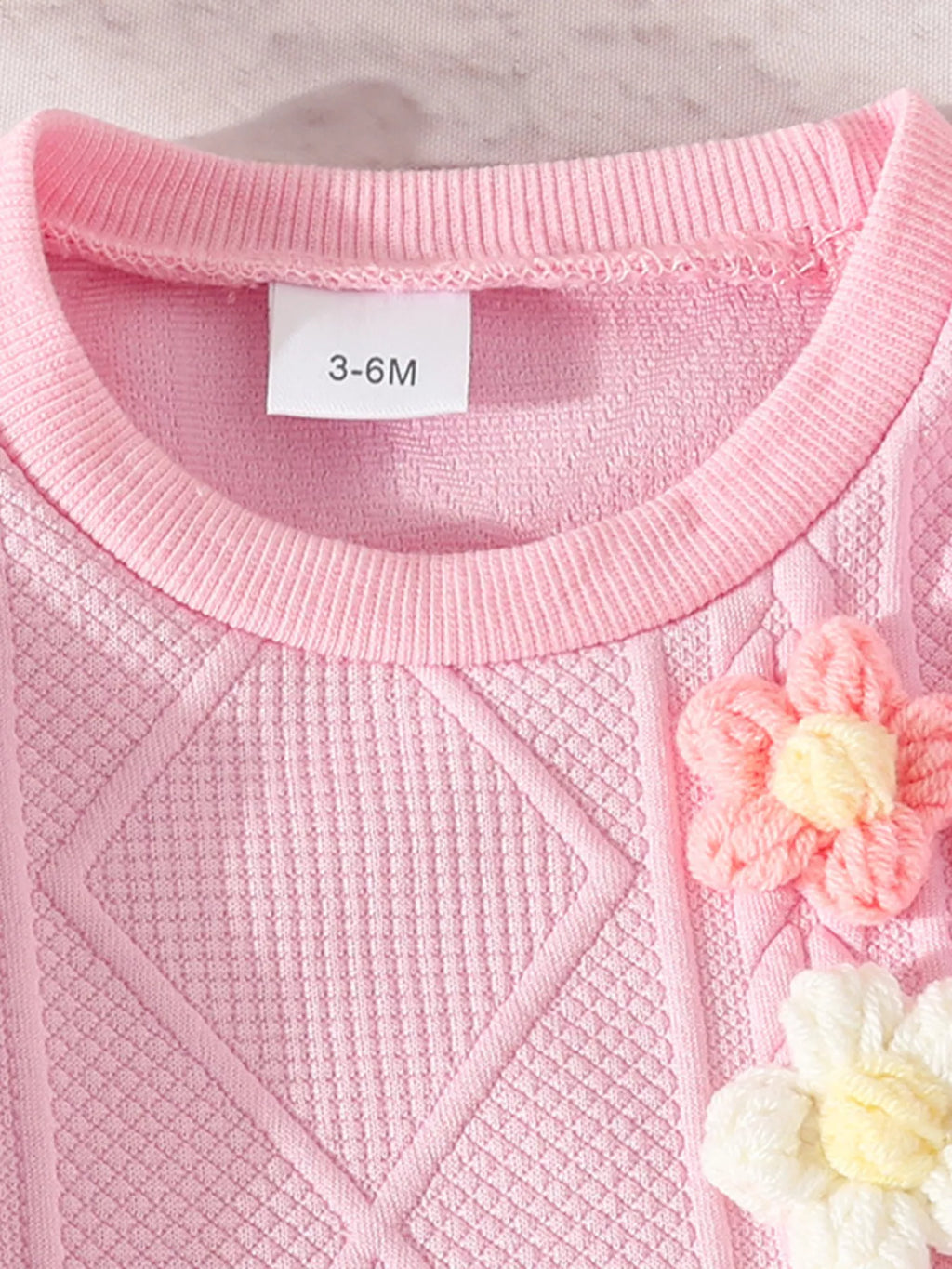 Children's Textured Flower Top and Pants Set