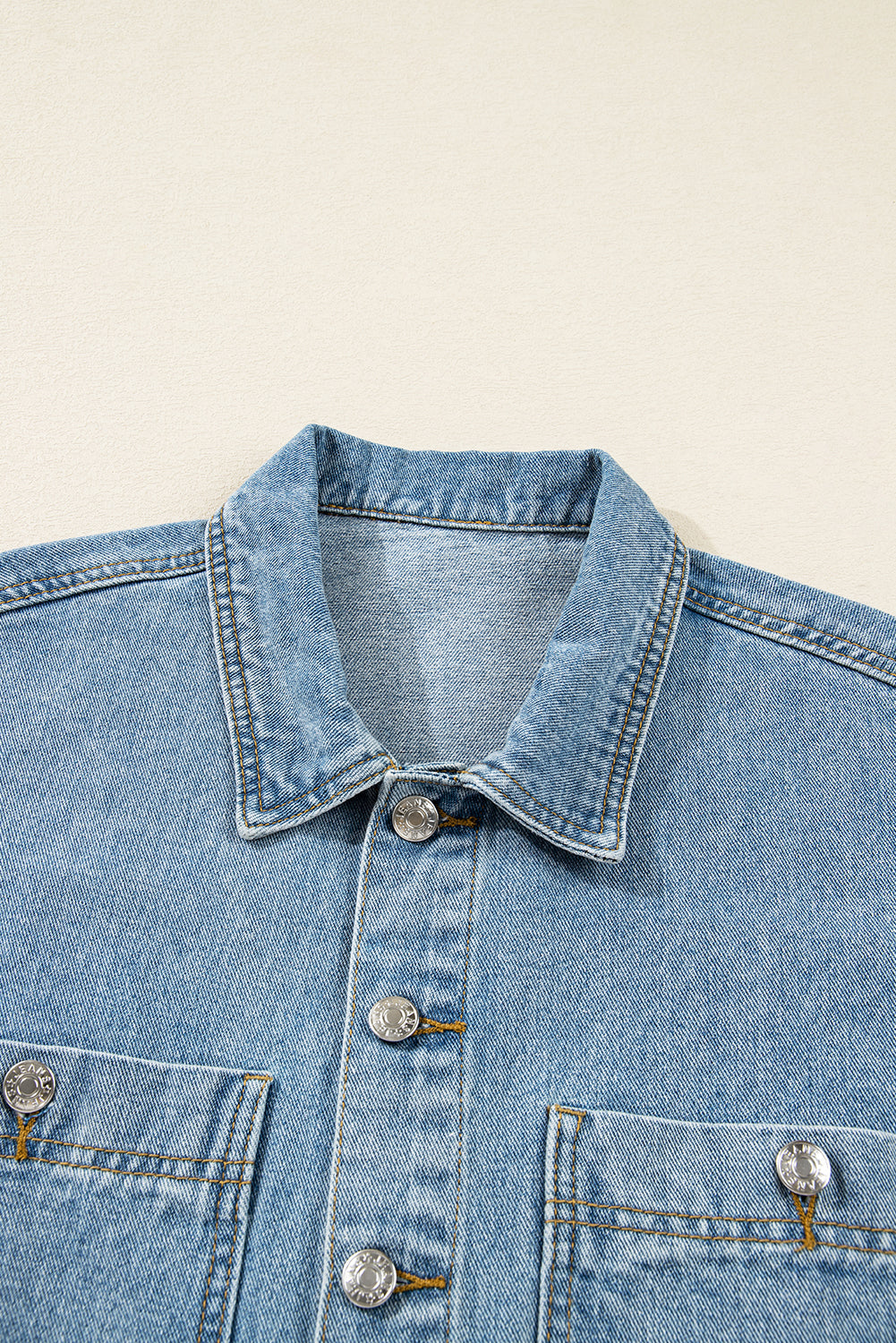 Beau Blue Multi Patched Pockets Side Tie up Boyfriend Style Denim Jacket