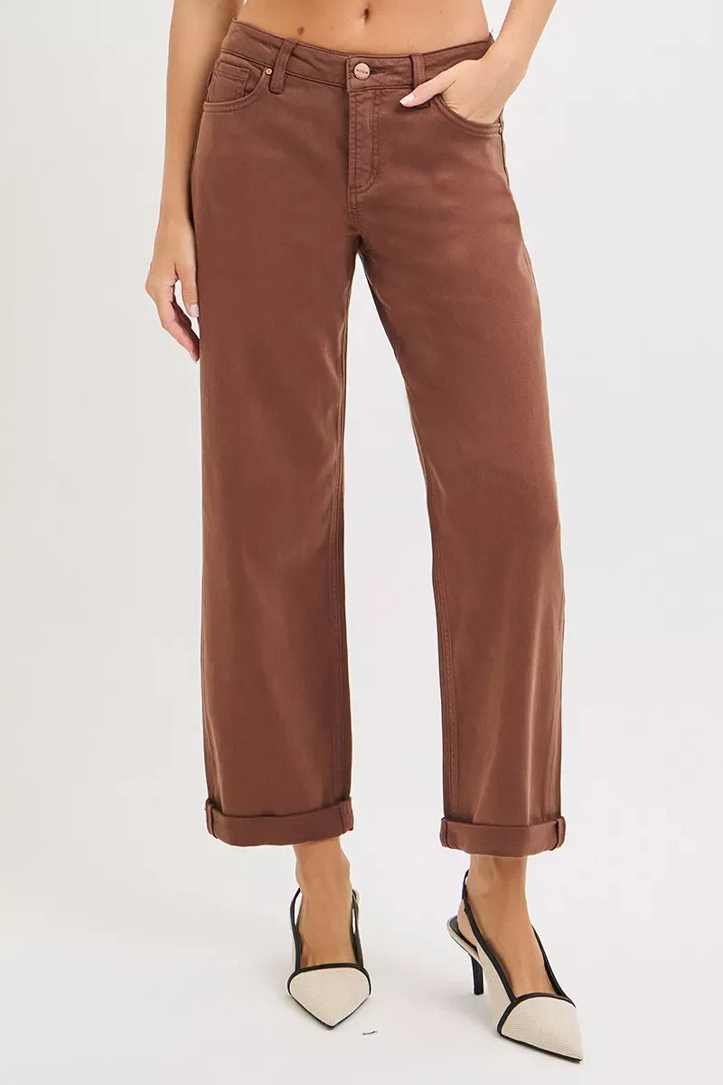 Full Size Tummy Control Mid Rise Ankle Barrel Baggy Plus Size