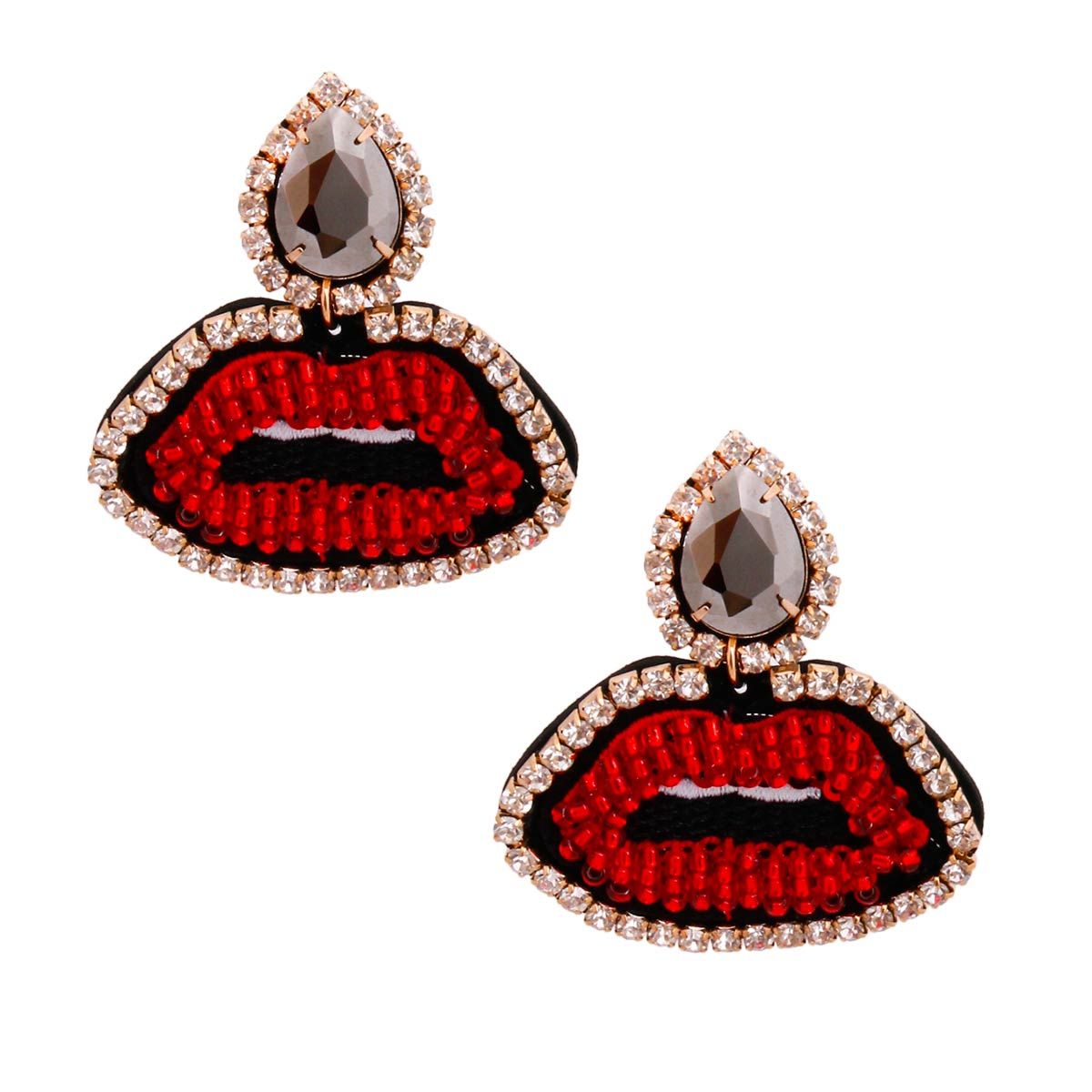 Statement Hematite Teardrop Lips Earrings – Trendy Fashion Jewelry Accessory