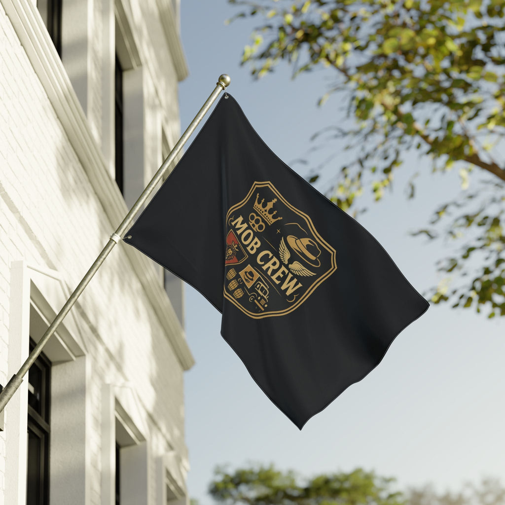 Mob Crew 4 Family Shield Flag – Vintage Mafia Emblem Double-Sided Outdoor Banner
