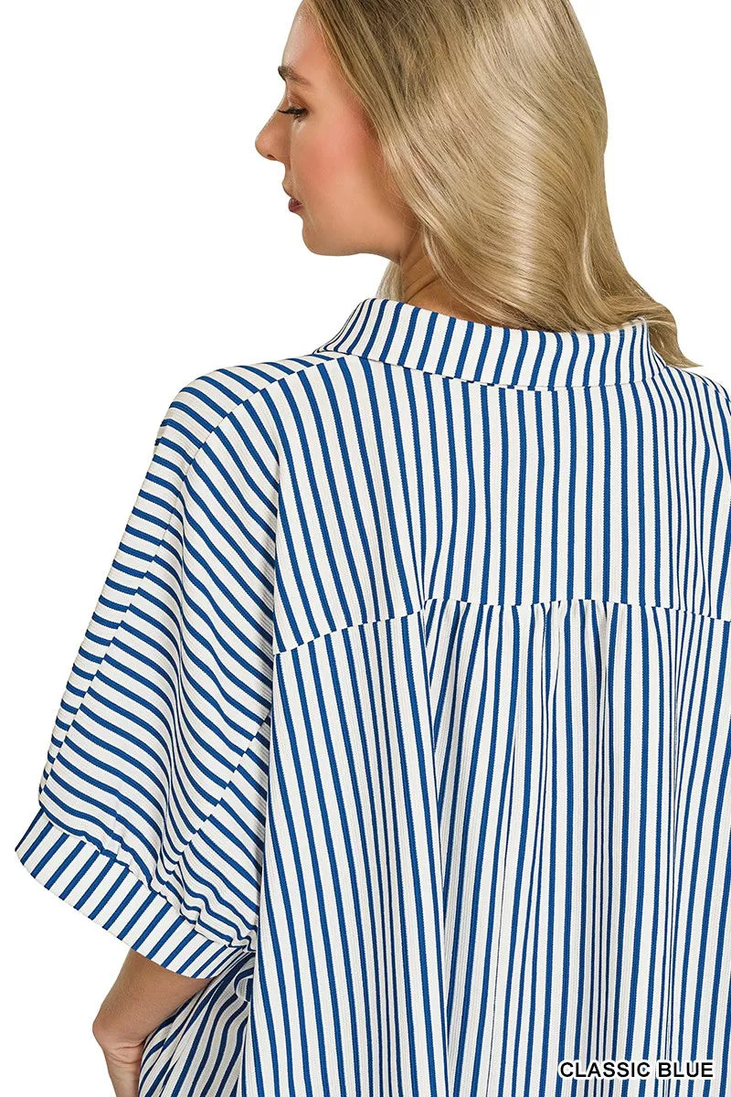 Oversized Stripe Button Down Shirt