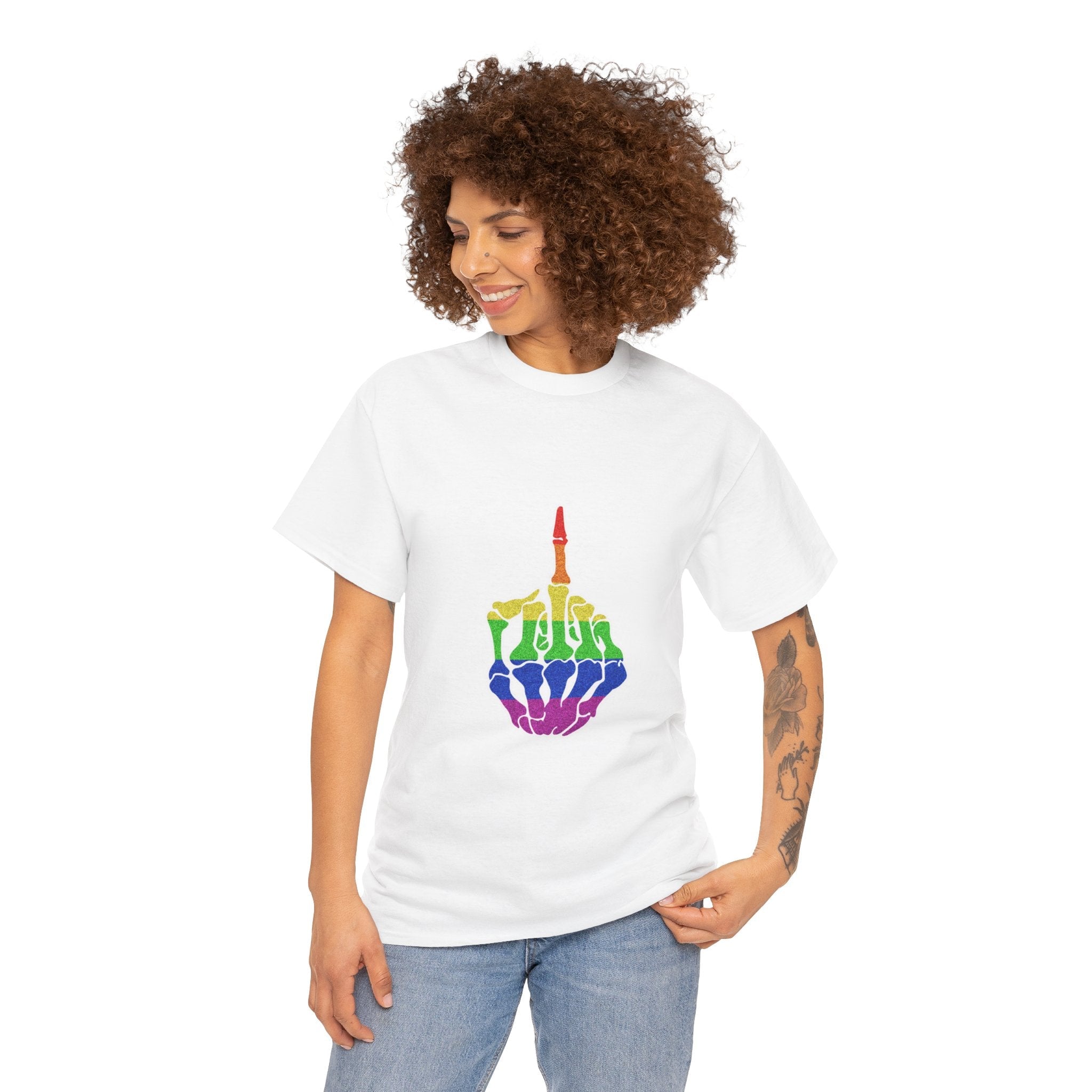 Rainbow Rebellion Skeleton Hand Unisex Cotton Top