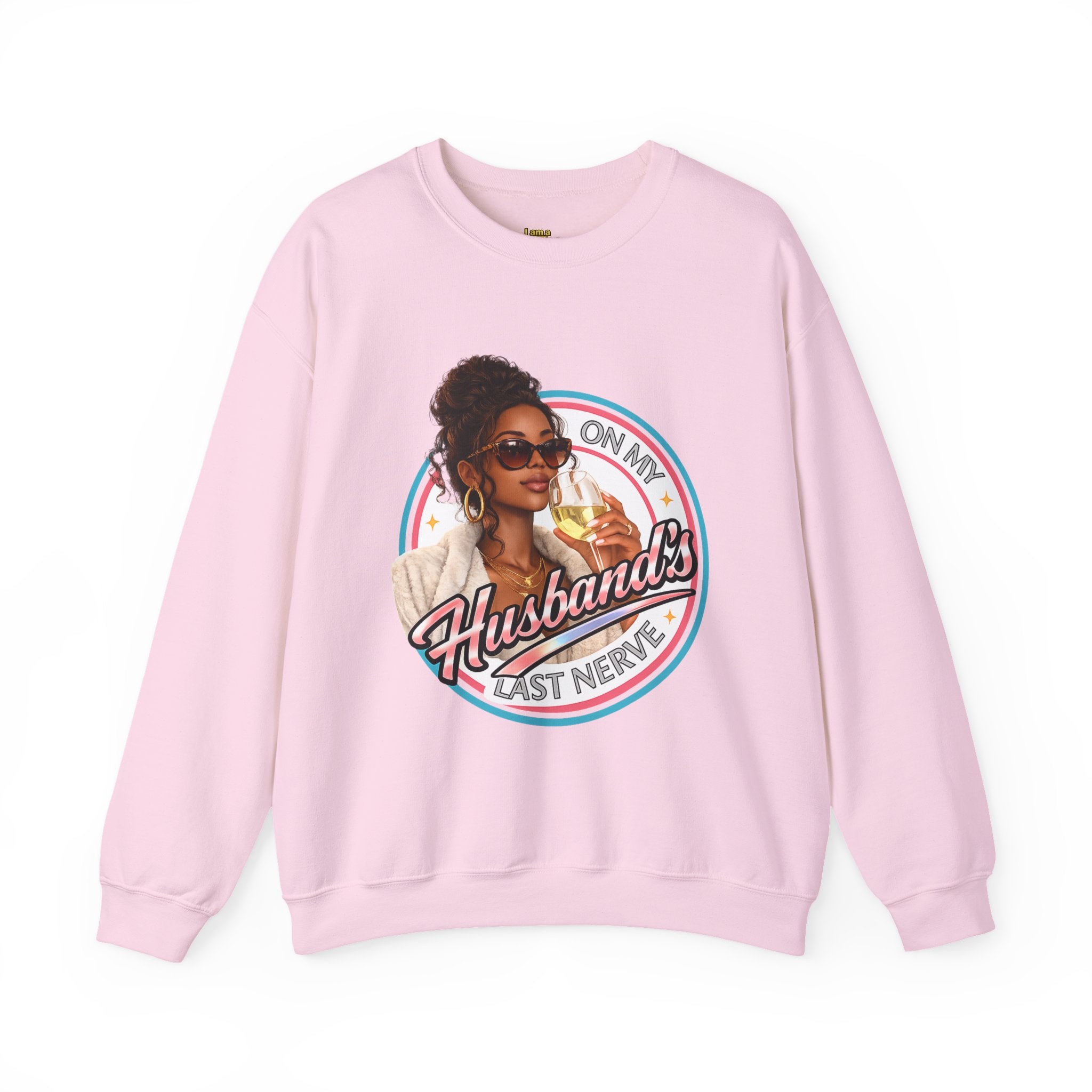On My Husband's Last Nerve Crewneck Sweatshirt | Sassy Woman Retro Graphic