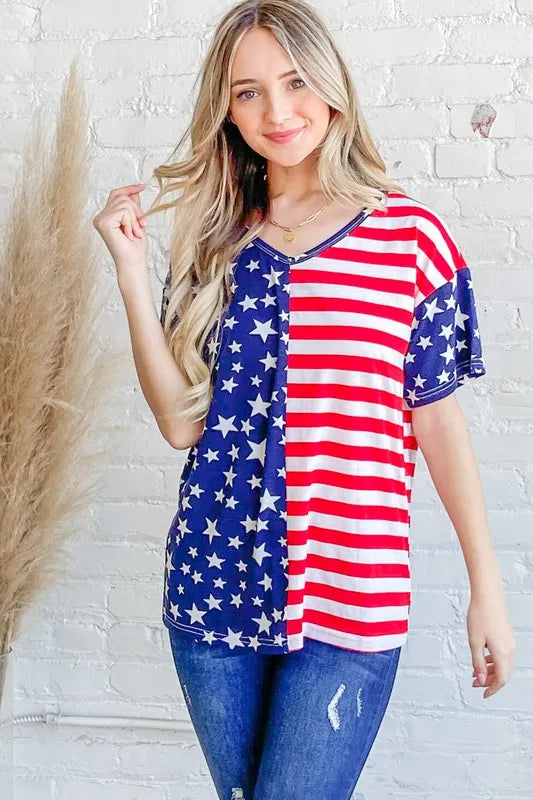 American Flag Short Sleeve Top