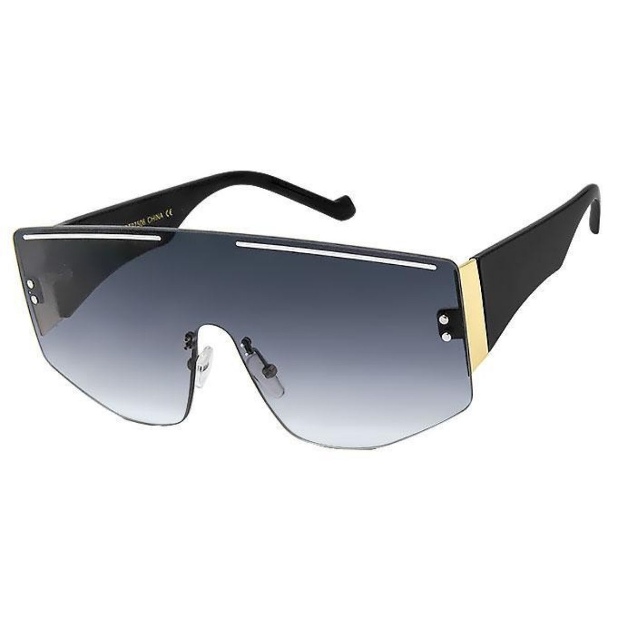 Sunglasses One Piece Lens Stripe Black Stylish Fashion Accessory