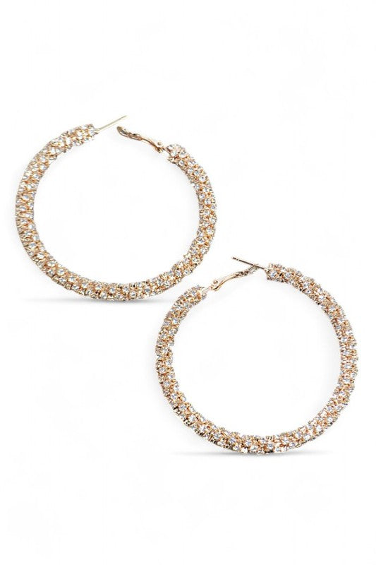 Rhinestone Hoop Earrings 60MM Statement Stylish Jewelry