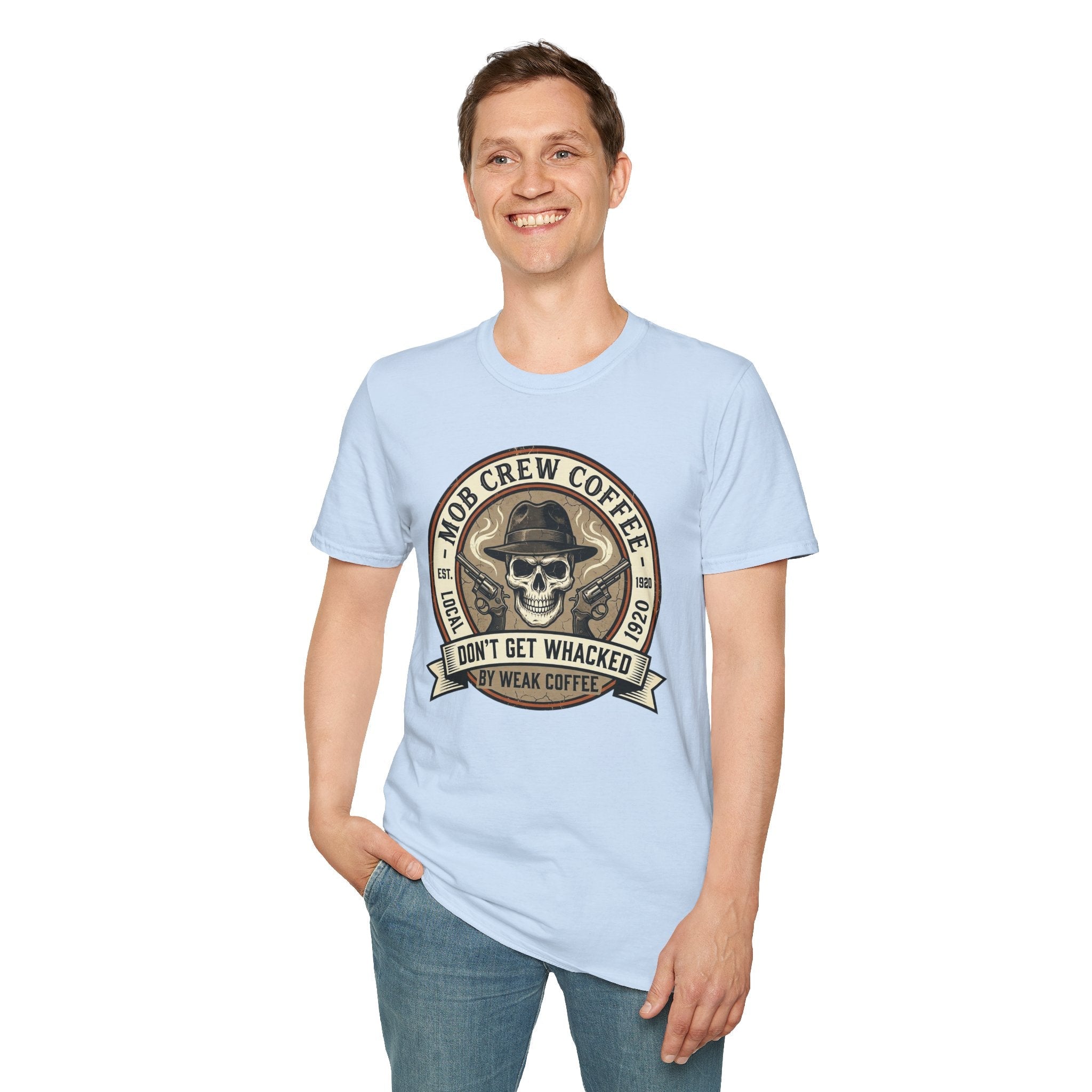 Mob Crew Don’t Get Whacked by Weak Coffee T-Shirt - Vintage Skull Roast Tee
