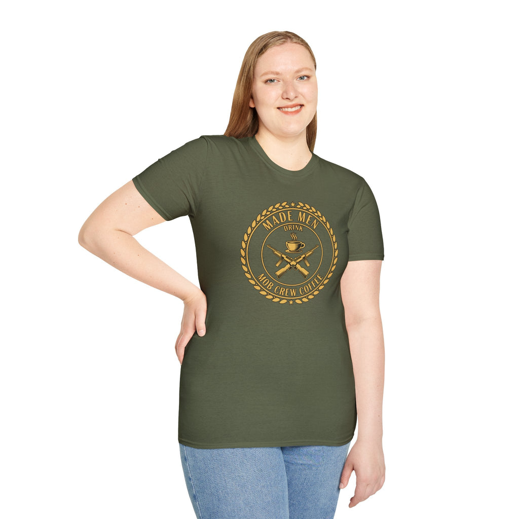 Mob Crew Made Men Drink Mob Crew Coffee T-Shirt - Perfect for Coffee Lovers
