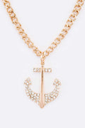 Crystal Anchor Pendant Necklace Set