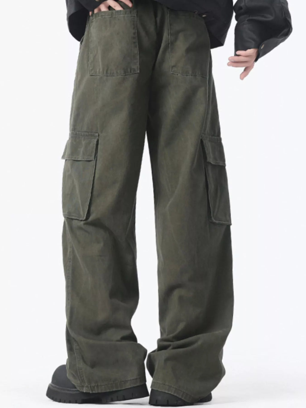 Men's Washed Loose Fit Wide Leg Cargo Pants