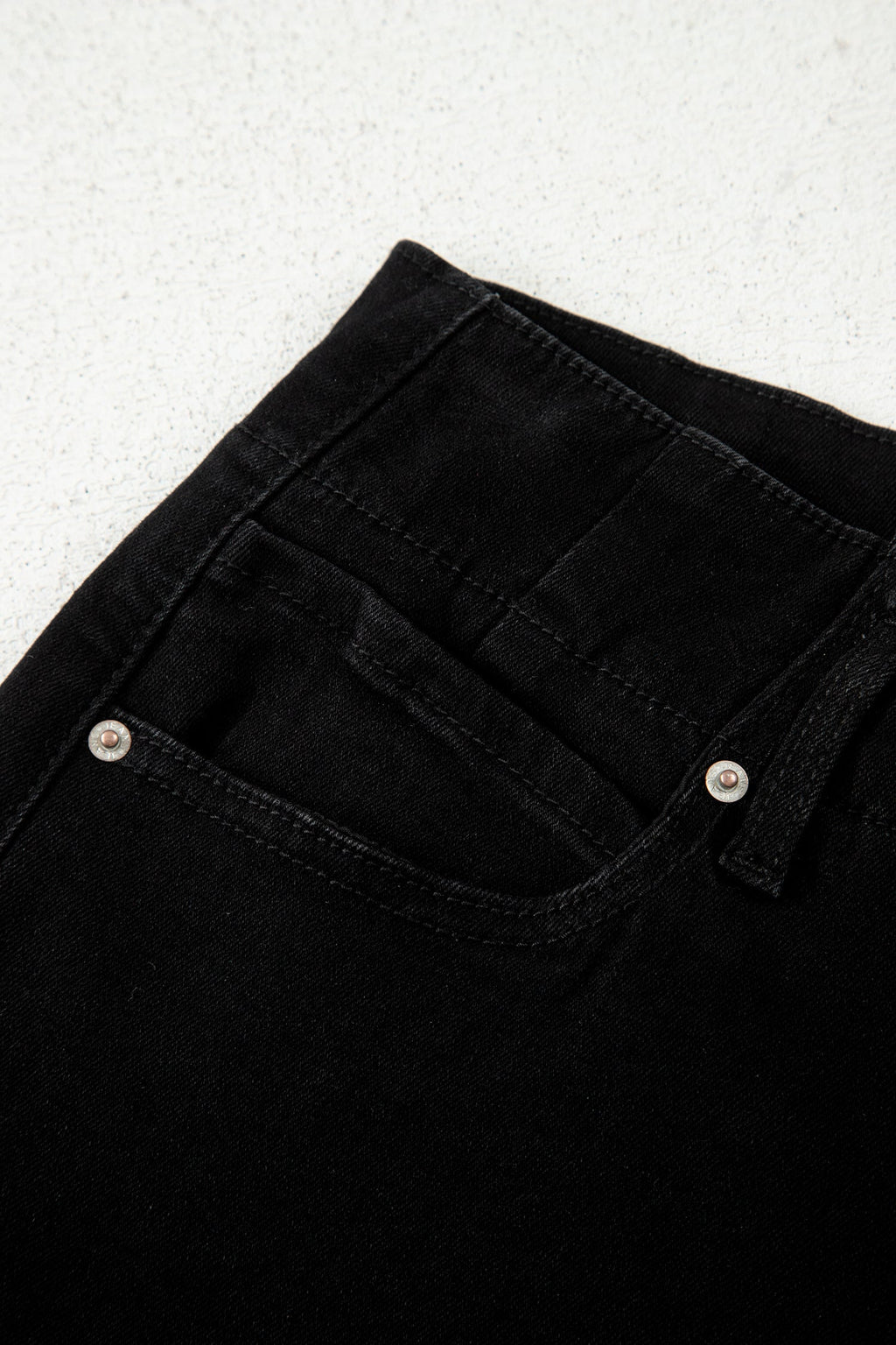 Black 2-Button High Waist Flared Bottom Jeans