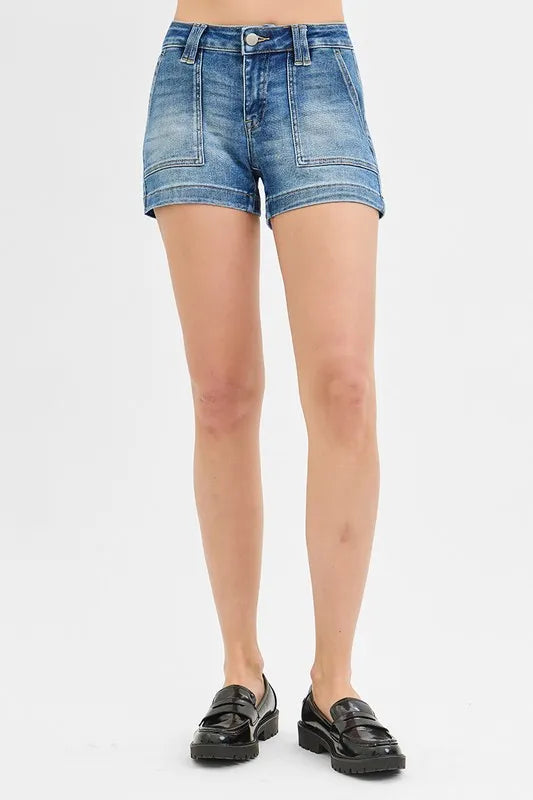 Low Rise Patched Pocket Shorts