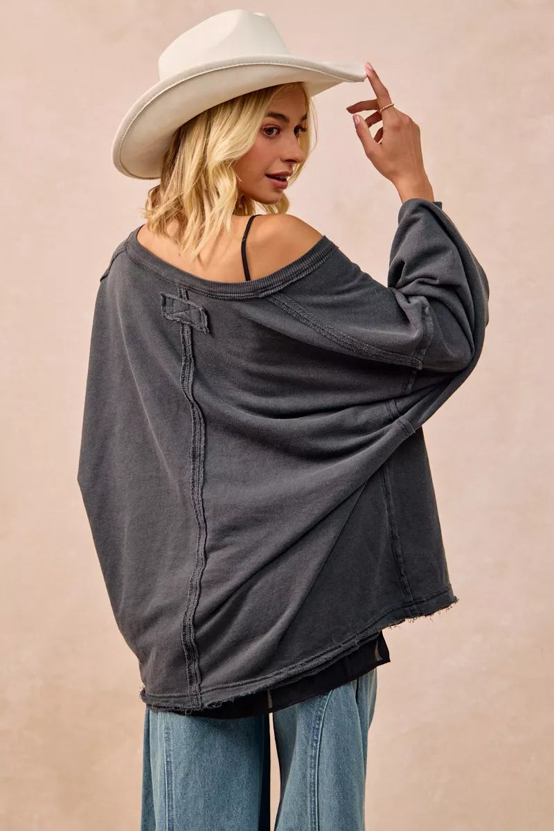 Mineral Washed French Terry Oversized Sweatshirt