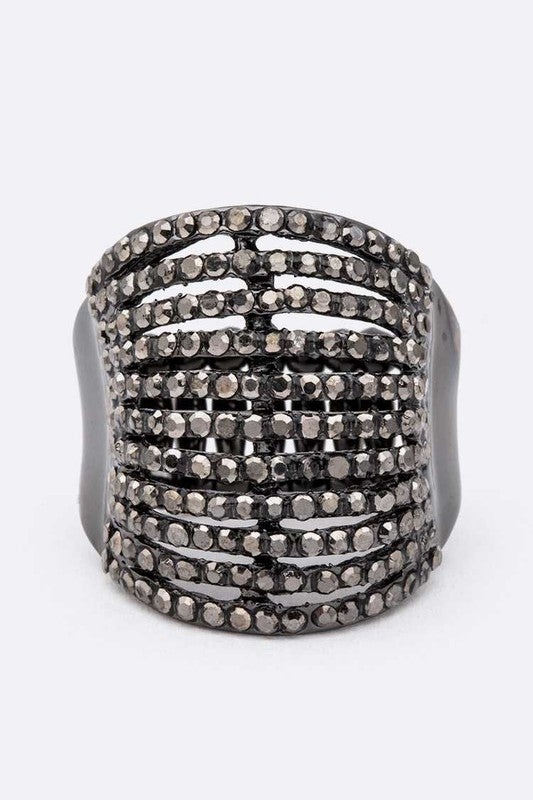 Stretch Ring with Layered Crystals – Stylish Statement Jewelry