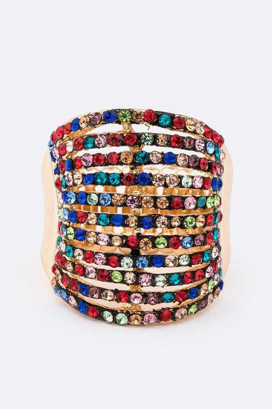 Stretch Ring with Layered Crystals – Stylish Statement Jewelry
