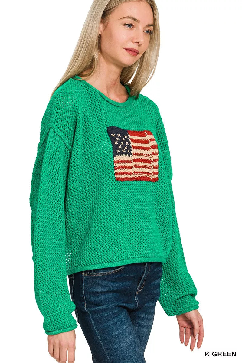 American Flag Crew Neck Sweater